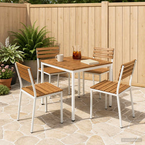 Vidaxl tuindiner tafel natuurlijk en wit 80 x 80,5 x 75 cm