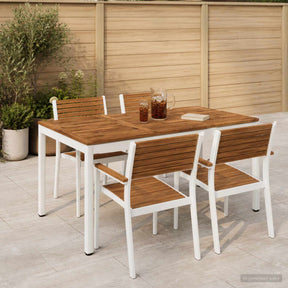 Vidaxl tuindiner tafel natuurlijk en wit 141 x 80,5 x 75 cm