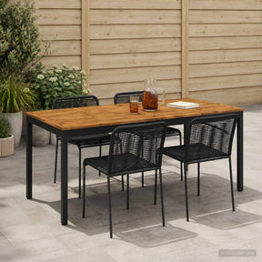 Vidaxl tuindiner tafel naturel en zwart 147 x 88,5 x 75 cm