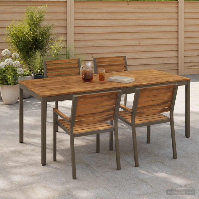 Vidaxl tuindiner tafel natuurlijk en koffie 147 x 88,5 x 75 cm