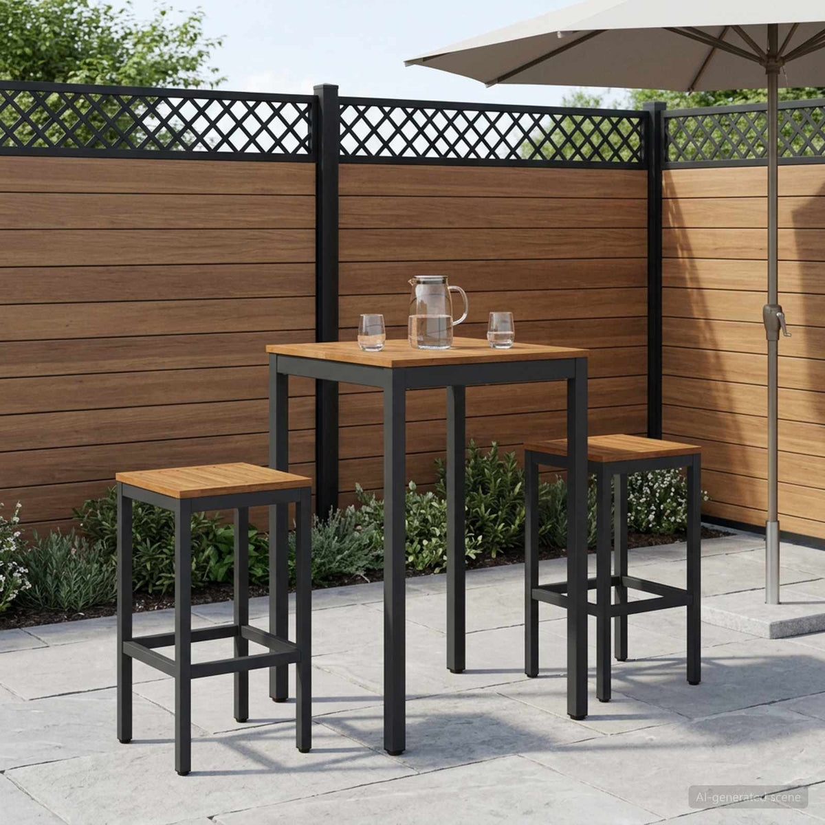 Vidaxl tuinbar tafel naarden naturel en zwart 60 x 60,5 x 105 cm
