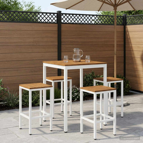 Vidaxl tuinbar tafel natuurlijk en wit 80 x 80,5 x 105 cm