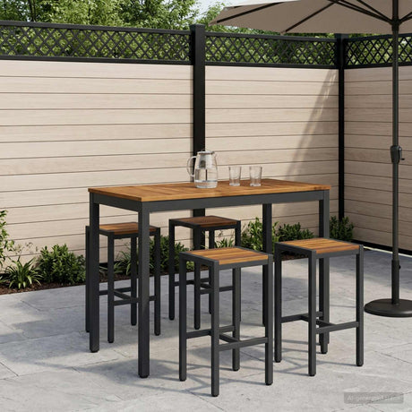 Vidaxl tuinbar tafel naarden naturel en zwart 108,5 x 55 x 105 cm