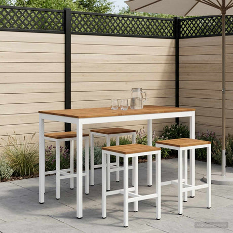 Vidaxl tuinbar tafel natuurlijk en wit 141 x 80,5 x 105 cm