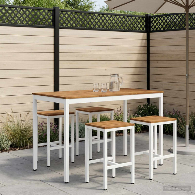 Vidaxl tuinbar tafel naarden natuurlijk en wit 141 x 80,5 x 105 cm