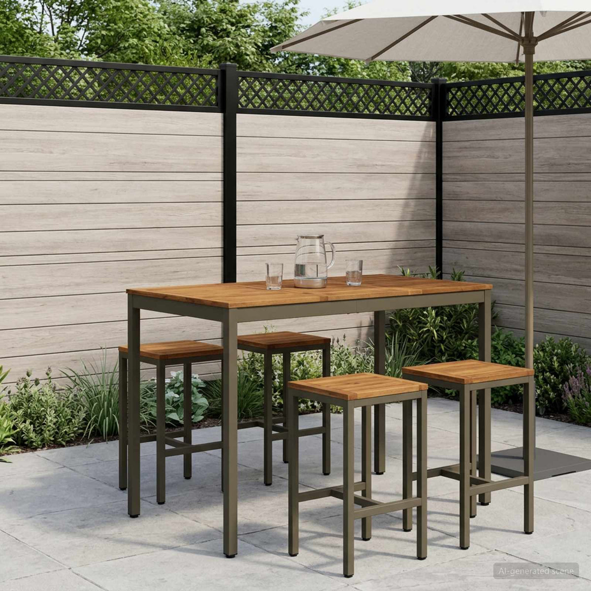 Vidaxl tuinbar tafel naarden natuurlijk en koffie 141 x 80,5 x 105 cm