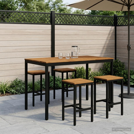 Vidaxl tuinbar tafel naarden naturel en zwart 147 x 88,5 x 105 cm