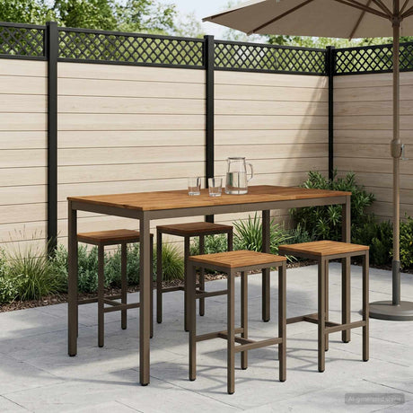 Vidaxl tuinbar tafel naarden natuurlijk en koffie 147 x 88,5 x 105 cm