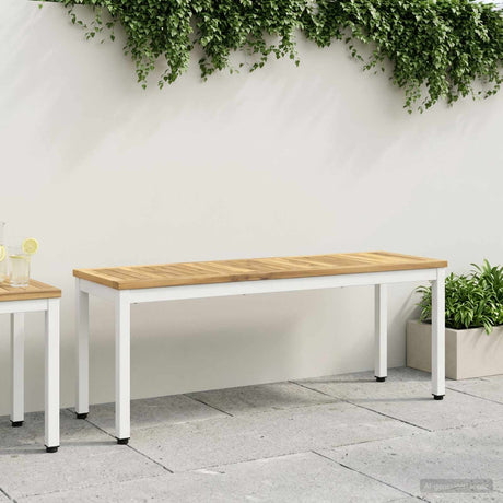 Vidaxl tuinbank 108,5 x 35 x 45 cm massief acaciahout wit rechthoekig