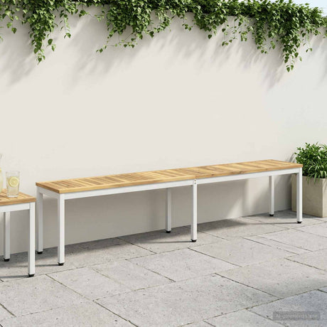 Vidaxl tuinbank 201 x 35 x 45 cm massief acaciahout wit rechthoekig