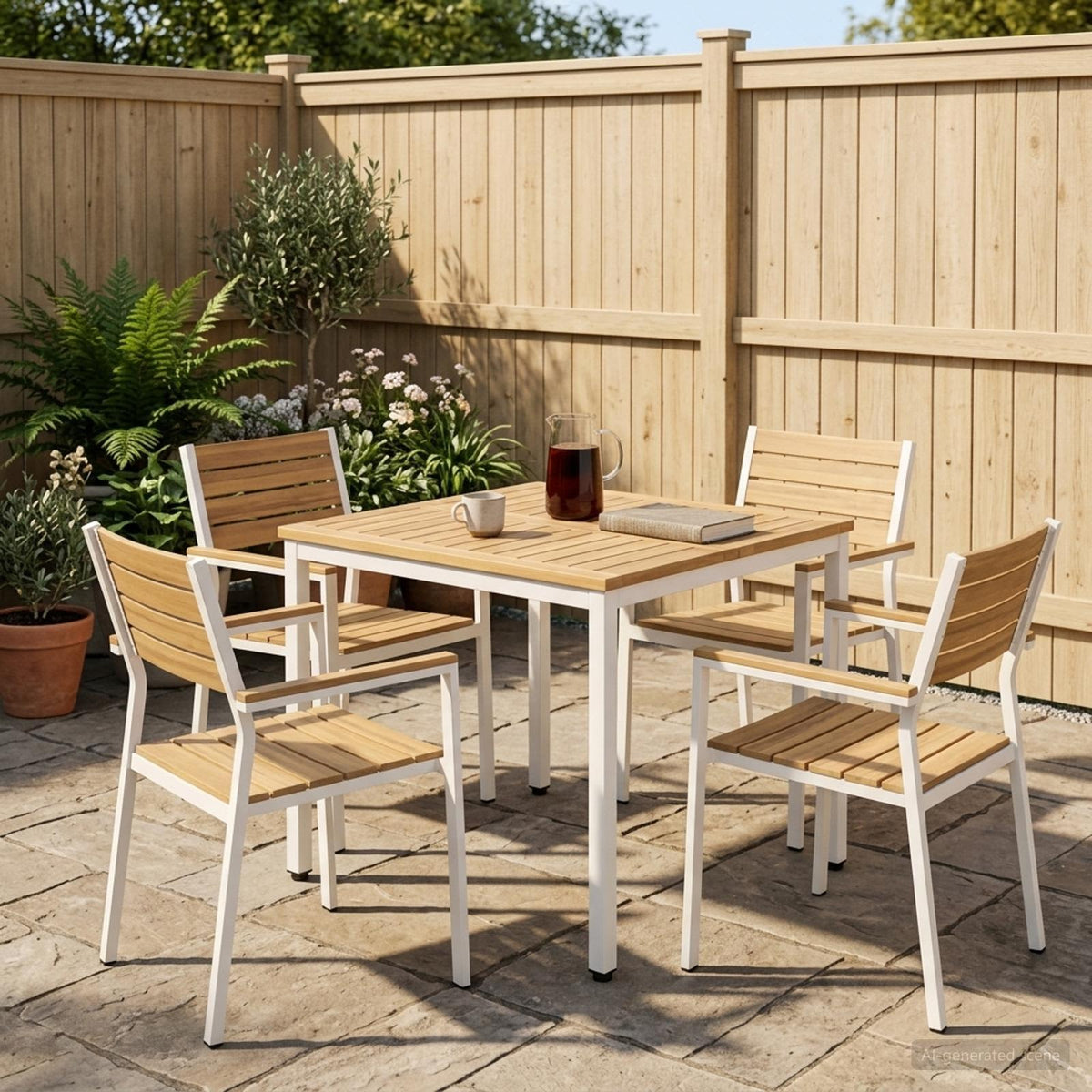 Vidaxl tuindiner tafel wit 70 x 68,5 x 75 cm massief acaciahout