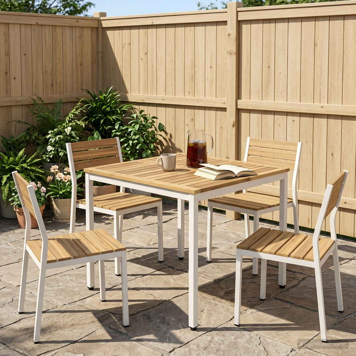 Vidaxl tuindiner tafel wit 80 x 80,5 x 75 cm massief acaciahout