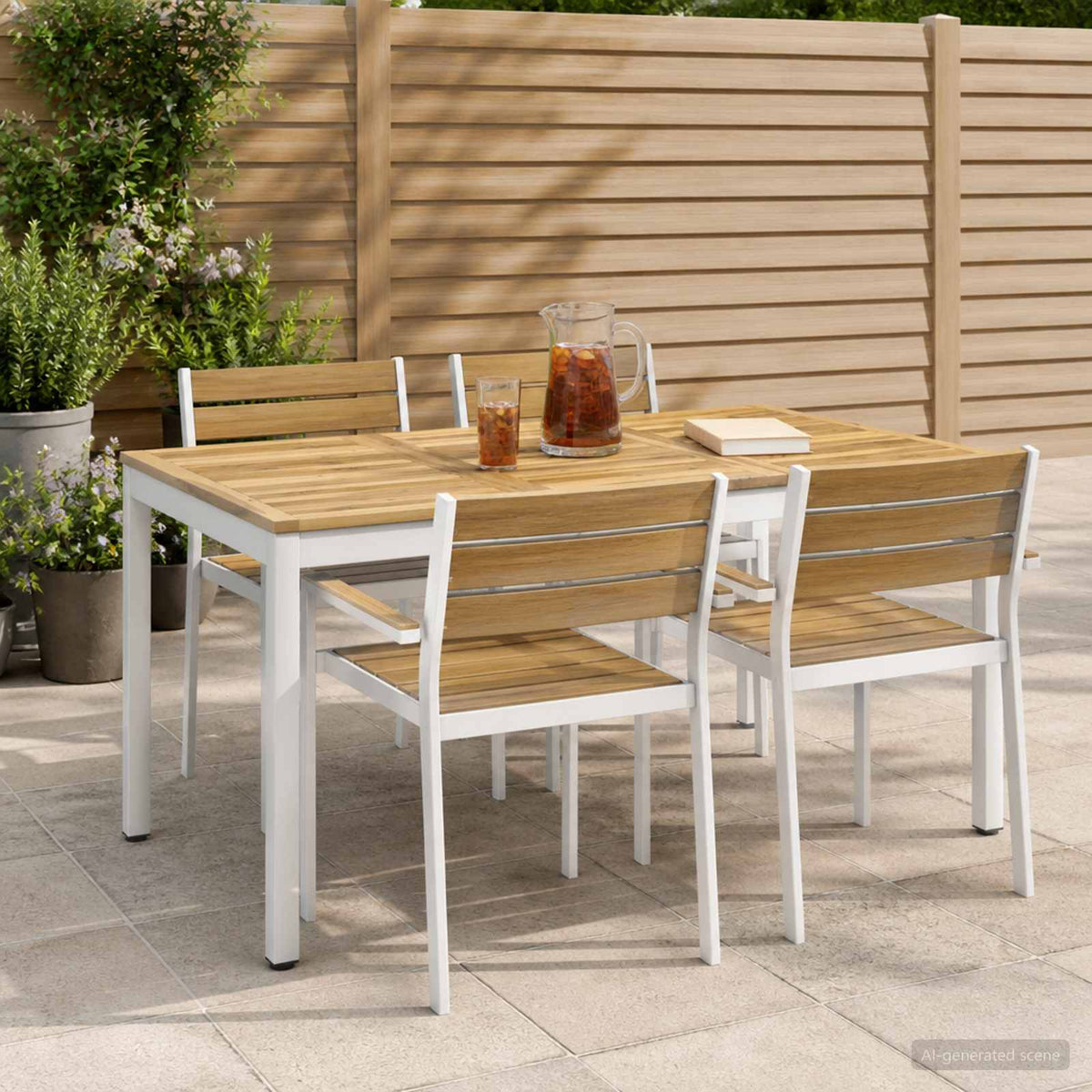 Vidaxl tuindiner tafel wit 141 x 80,5 x 75 cm massief acaciahout