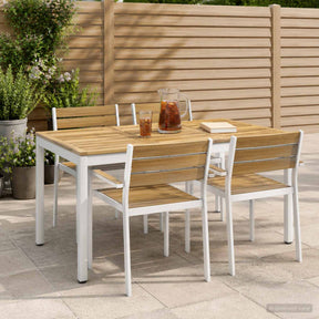 Vidaxl tuindiner tafel wit 141 x 80,5 x 75 cm massief acaciahout