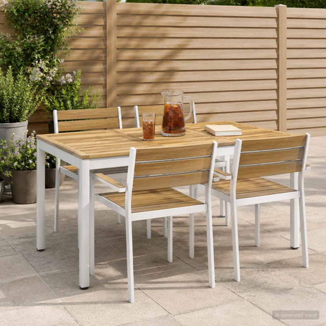 Vidaxl tuindiner tafel wit 141 x 80,5 x 75 cm massief acaciahout