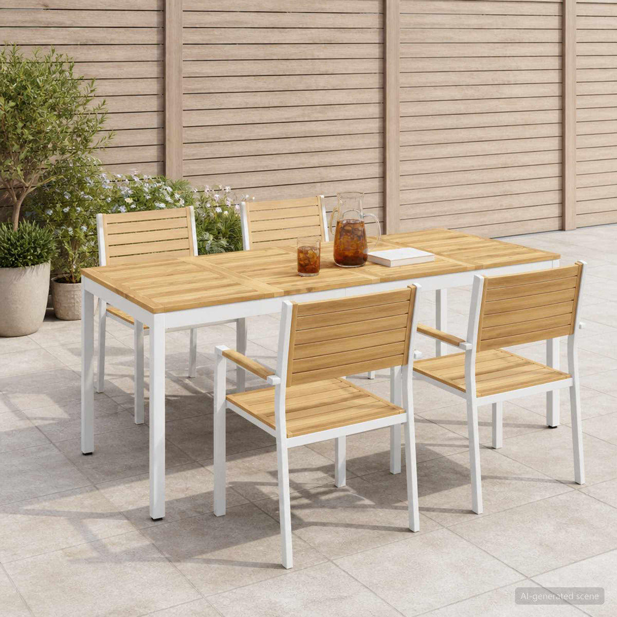 Vidaxl tuindiner tafel wit 147 x 88,5 x 75 cm massief acaciahout