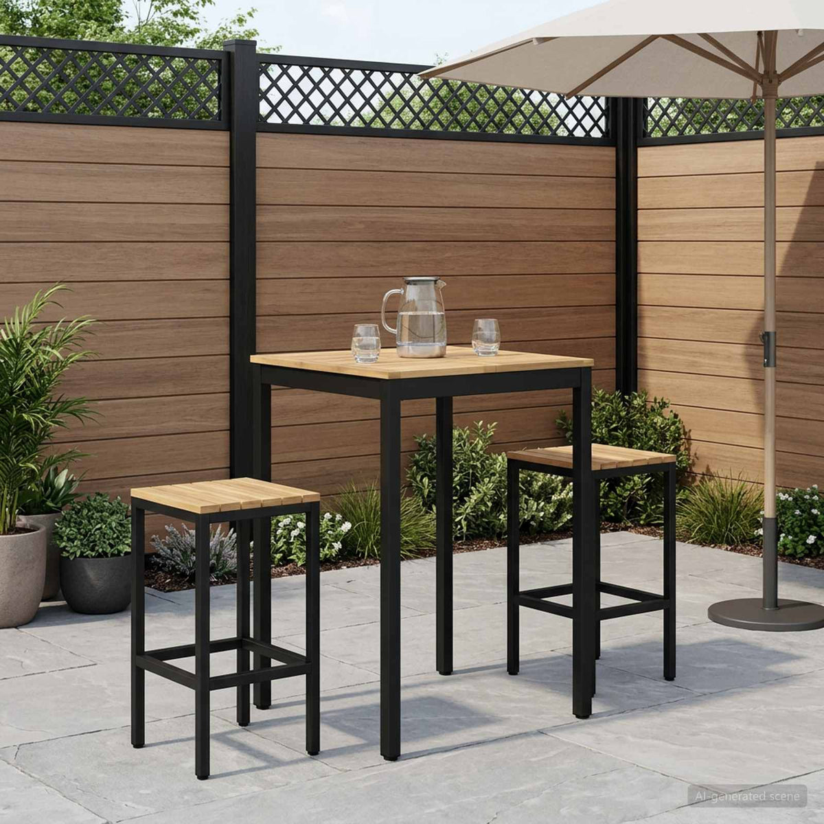 Vidaxl tuinbar tafel naarden wit en zwart 70 x 68,5 x 105 cm