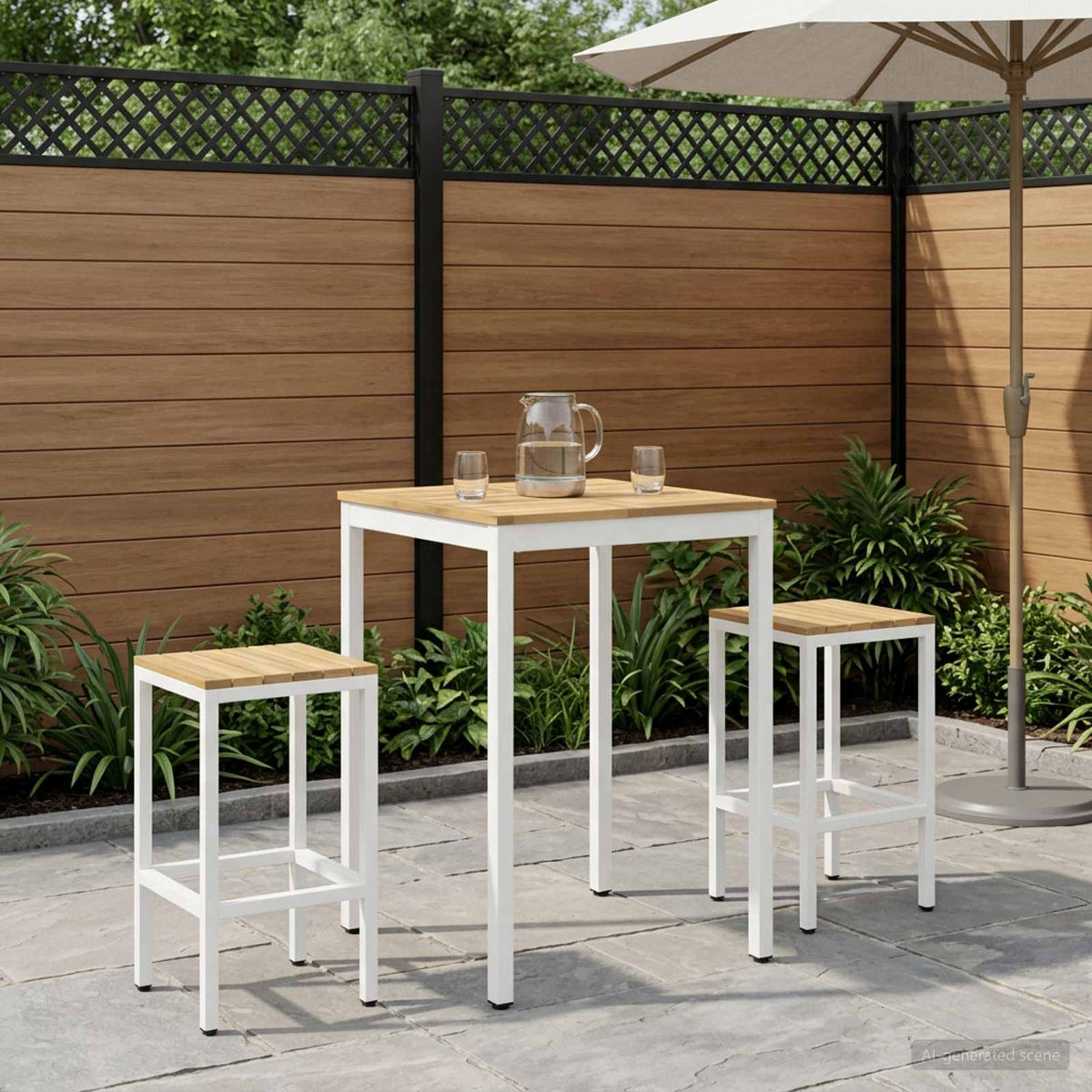 Vidaxl tuinbar tafel naarden wit 70 x 68,5 x 105 cm massief acaciahout