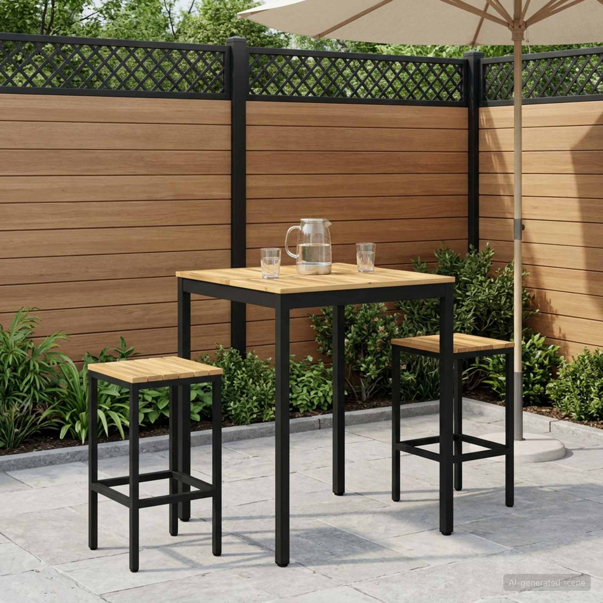 Vidaxl tuinbar tafel naarden wit en zwart 80 x 80,5 x 105 cm