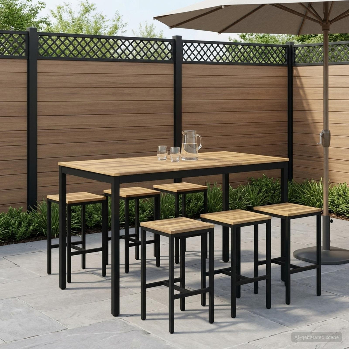 Vidaxl tuinbar tafel naarden wit en zwart 141 x 80,5 x 105 cm