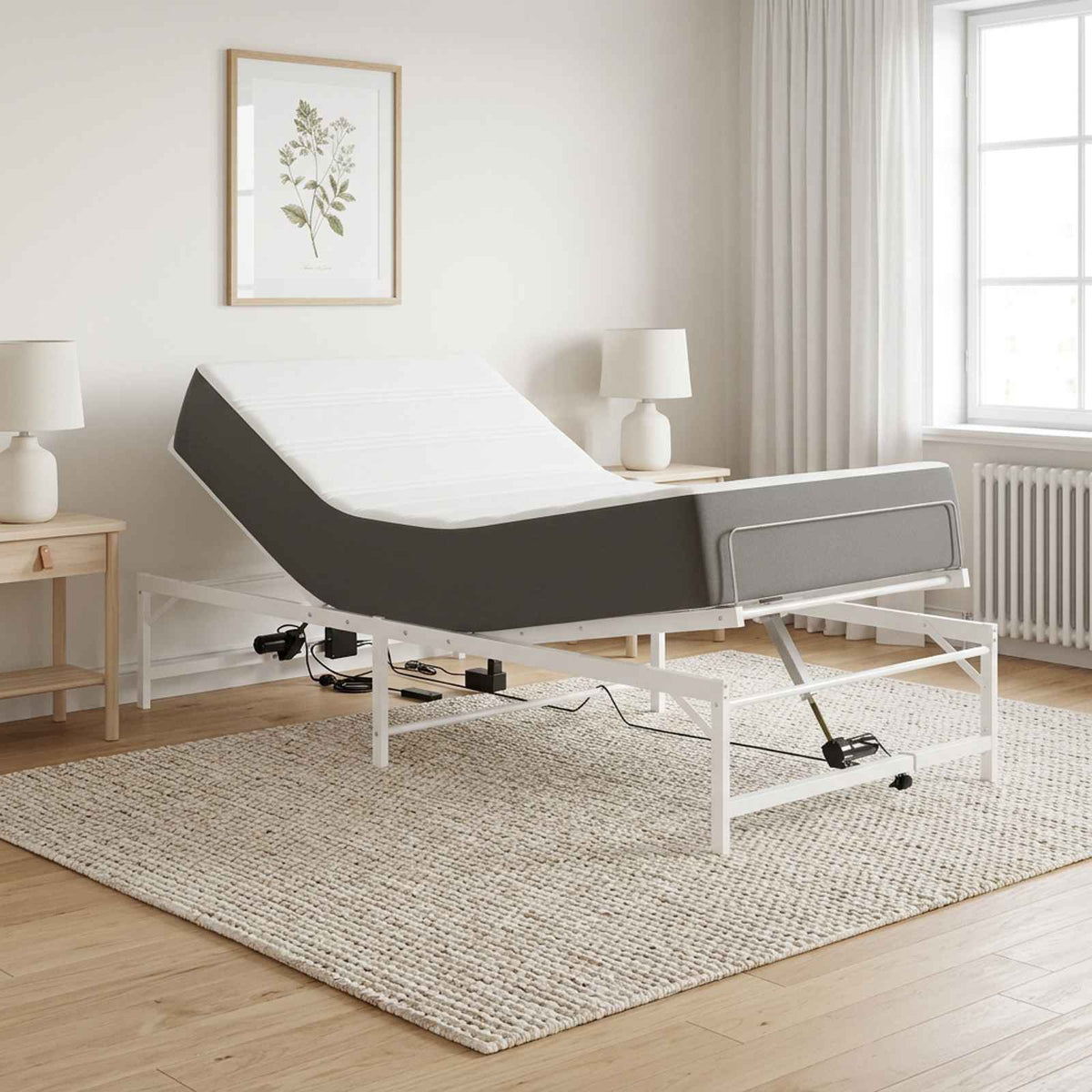 Vidaxl elektrisch verstelbaar bedframe wit 100 x 200 cm staal