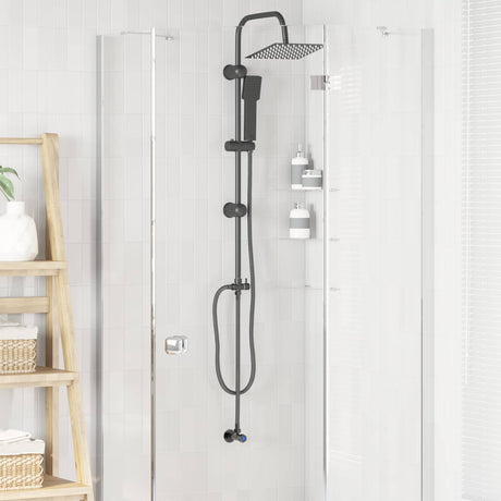 Vidaxl douche systeem zwart 47 x 20 x 95 cm roestvrij staal