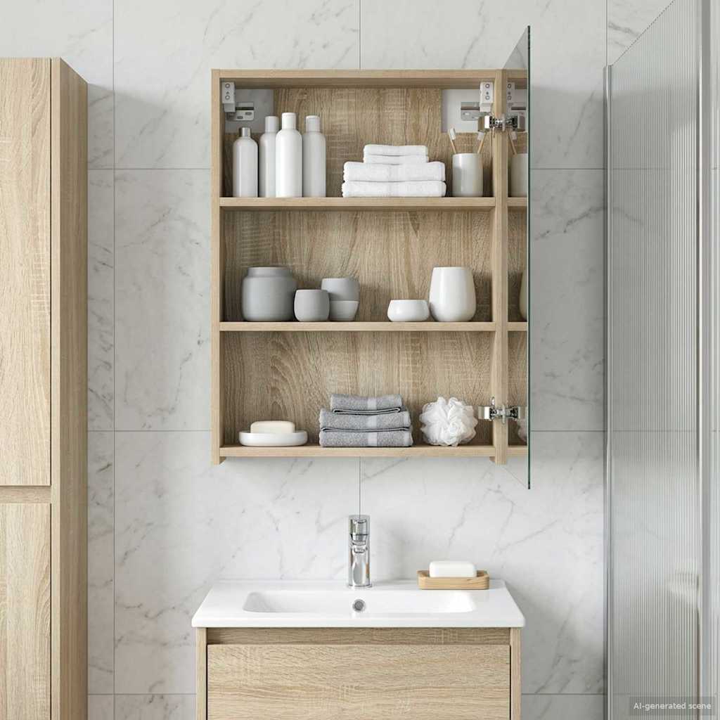 Vidaxl badkamer spiegelkast sonoma eiken 50 x 14,5 x 70 cm