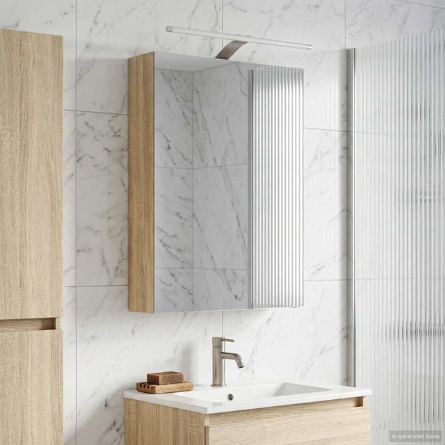 Vidaxl badkamer spiegelkast sonoma eiken 50 x 14,5 x 70 cm
