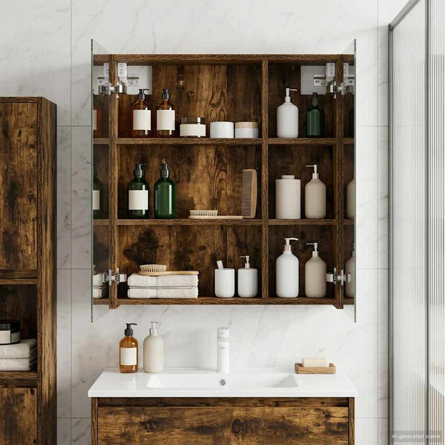 Vidaxl badkamer spiegelkast gerookt eiken 60 x 14,5 x 70 cm