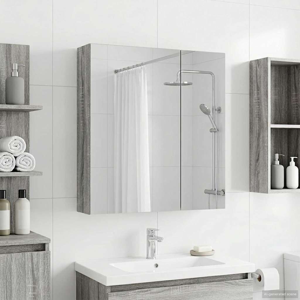 Vidaxl badkamer spiegelkast grijs sonoma 60 x 14,5 x 70 cm
