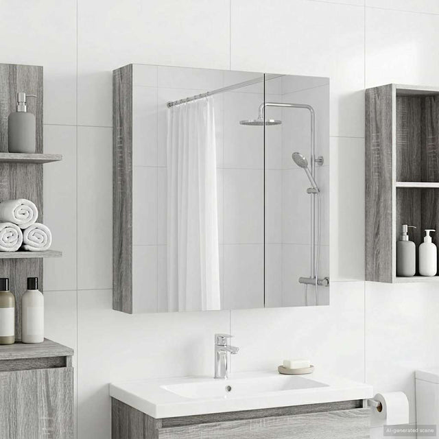 Vidaxl badkamer spiegelkast grijs sonoma 60 x 14,5 x 70 cm