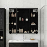 Vidaxl badkamer spiegelkast zwart eiken 70 x 14,5 x 70 cm bewerkt hout
