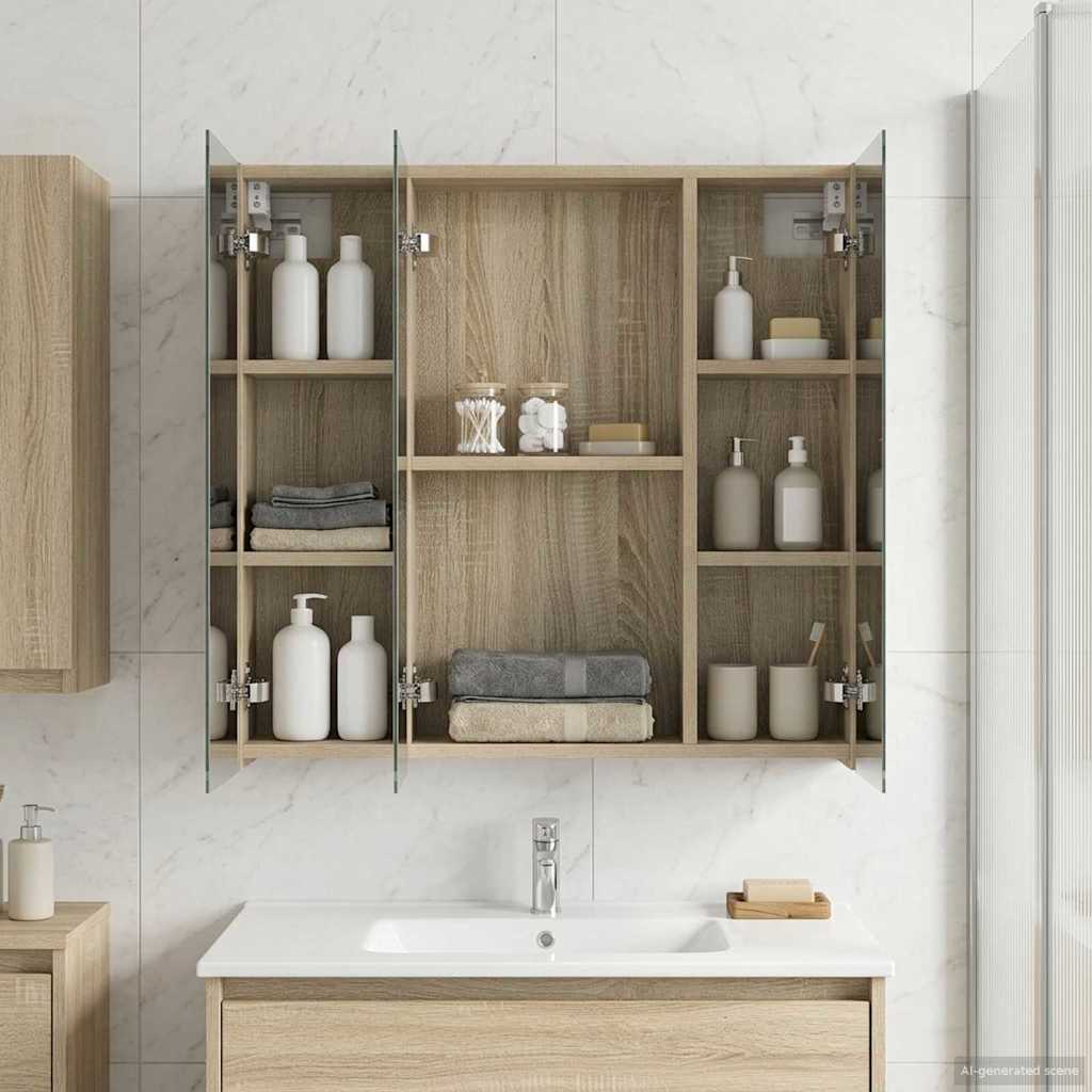 Vidaxl badkamer spiegelkast sonoma eiken 70 x 14,5 x 70 cm