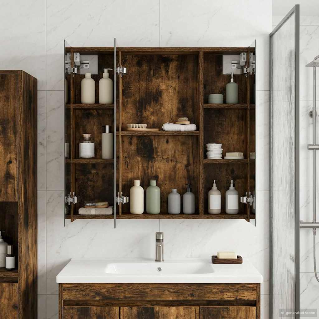 Vidaxl badkamer spiegelkast gerookt eiken 70 x 14,5 x 70 cm