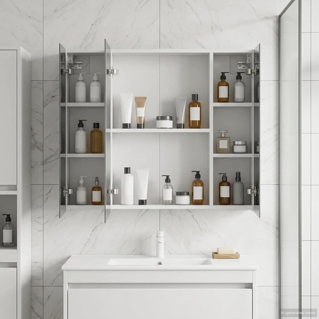 Vidaxl badkamer spiegelkast wit 80 x 14.5 x 70 cm bewerkt hout