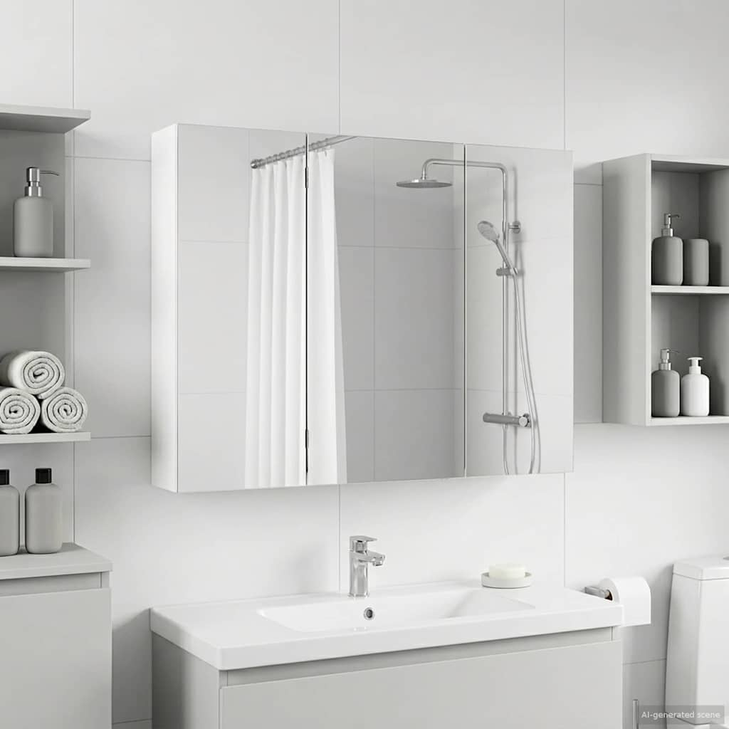 Vidaxl badkamer spiegelkast wit 100 x 14,5 x 70 cm bewerkt hout