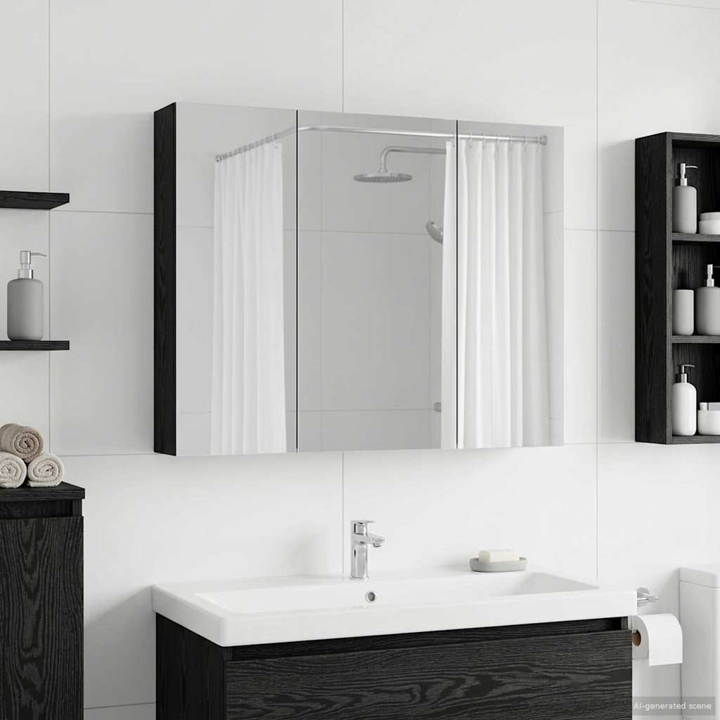 Vidaxl badkamer spiegelkast zwart eiken 100 x 14,5 x 70 cm