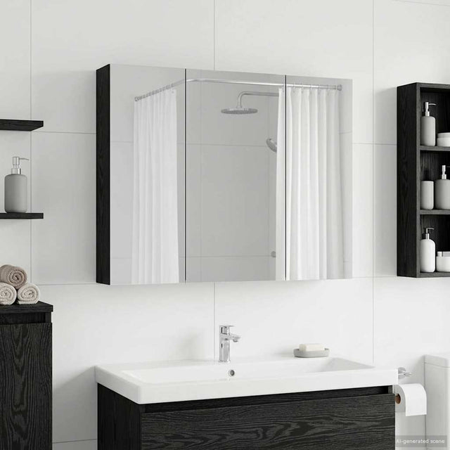 Vidaxl badkamer spiegelkast zwart eiken 100 x 14,5 x 70 cm