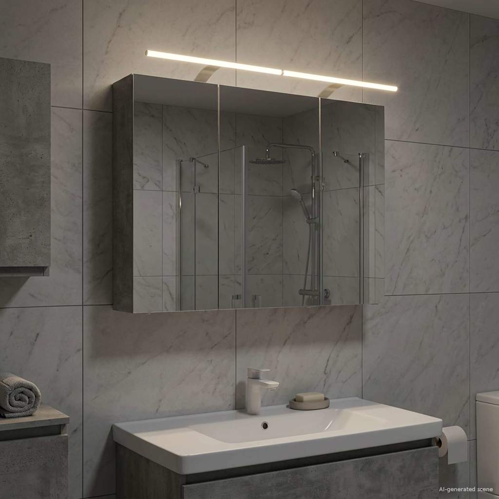 Vidaxl badkamer spiegelkast betongrijs 100 x 14,5 x 70 cm bewerkt hout