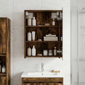 Vidaxl badkamer spiegelkast gerookt eiken 43 x 16 x 62.5 cm