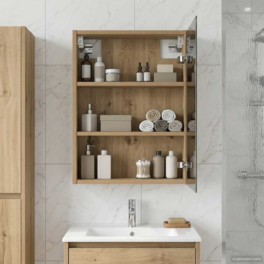 Vidaxl badkamer spiegelkast ambachtelijk eiken 43 x 16 x 62.5 cm
