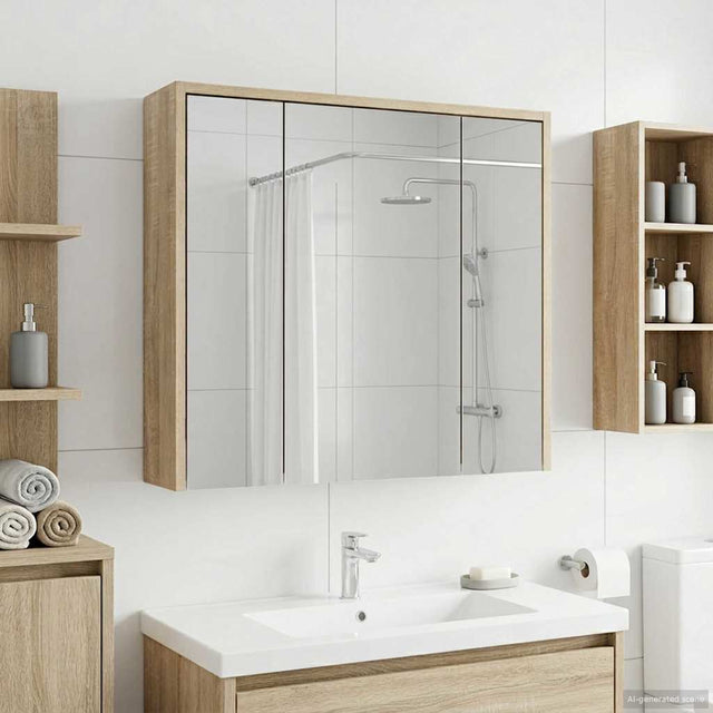 Vidaxl badkamer spiegelkast sonoma eiken 63,5 x 16 x 62,5 cm
