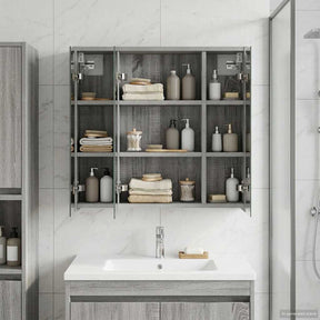 Vidaxl badkamer spiegelkast grijs sonoma 63,5 x 16 x 62,5 cm