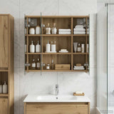 Vidaxl badkamer spiegelkast ambachtelijk eiken 63,5 x 16 x 62,5 cm