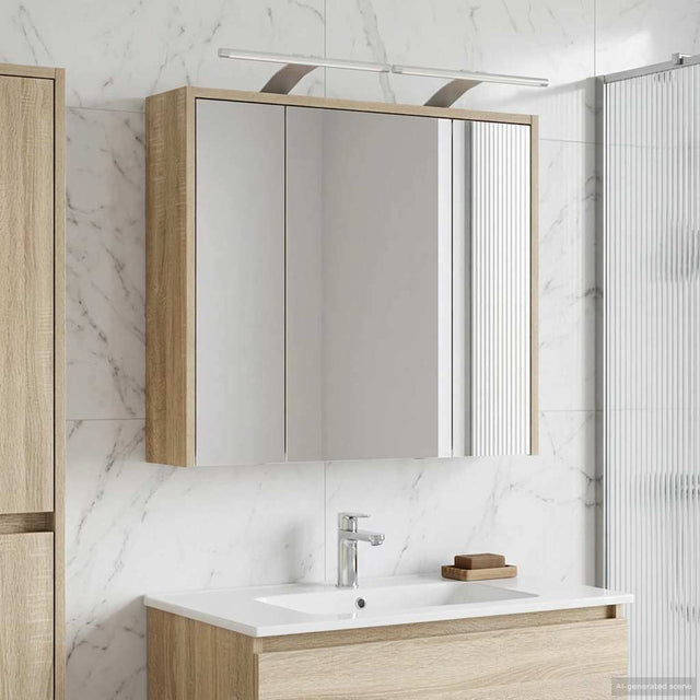 Vidaxl badkamer spiegelkast sonoma eiken 63,5 x 16 x 62,5 cm