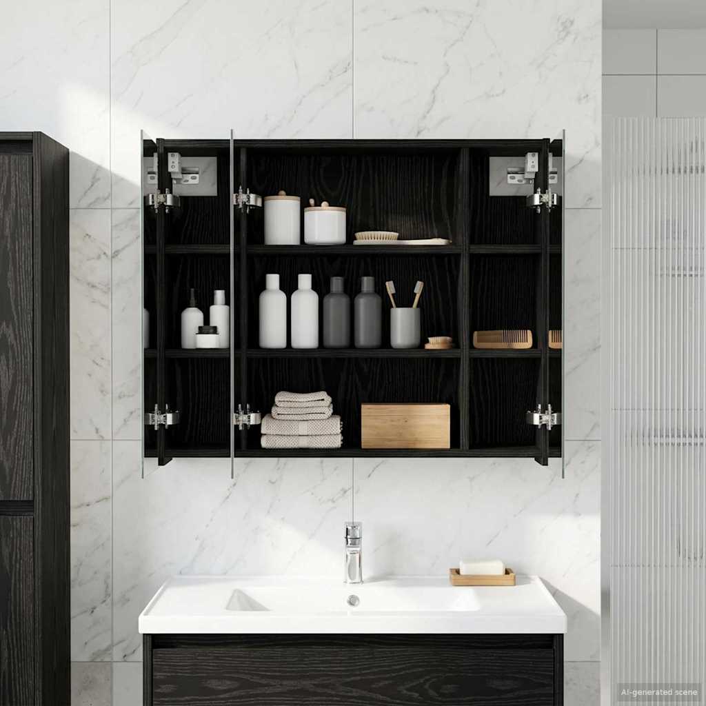 Vidaxl badkamer spiegelkast zwart eiken 73,5 x 16 x 62,5 cm