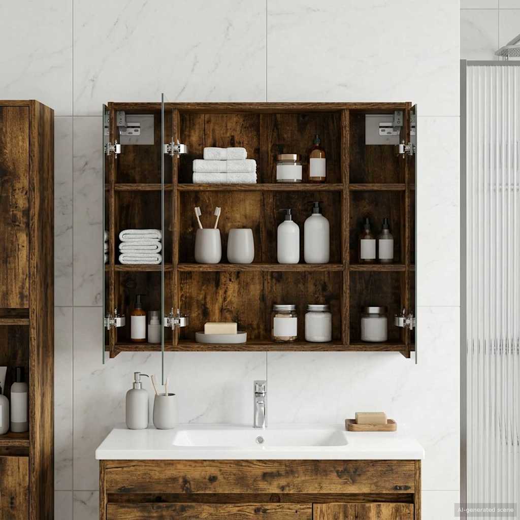 Vidaxl badkamer spiegelkast gerookt eiken 73,5 x 16 x 62,5 cm