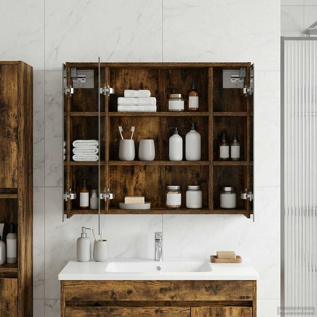 Vidaxl badkamer spiegelkast gerookt eiken 73,5 x 16 x 62,5 cm