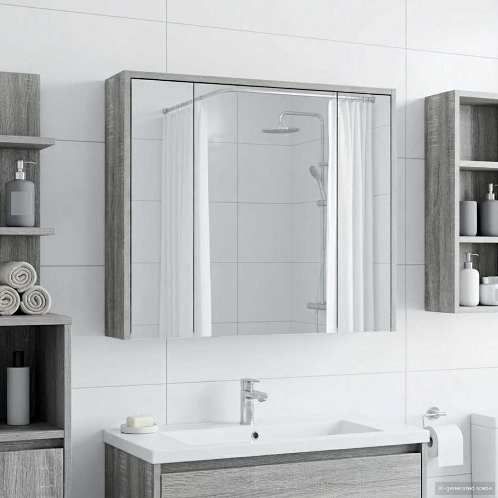 Vidaxl badkamer spiegelkast grijs sonoma 73,5 x 16 x 62,5 cm