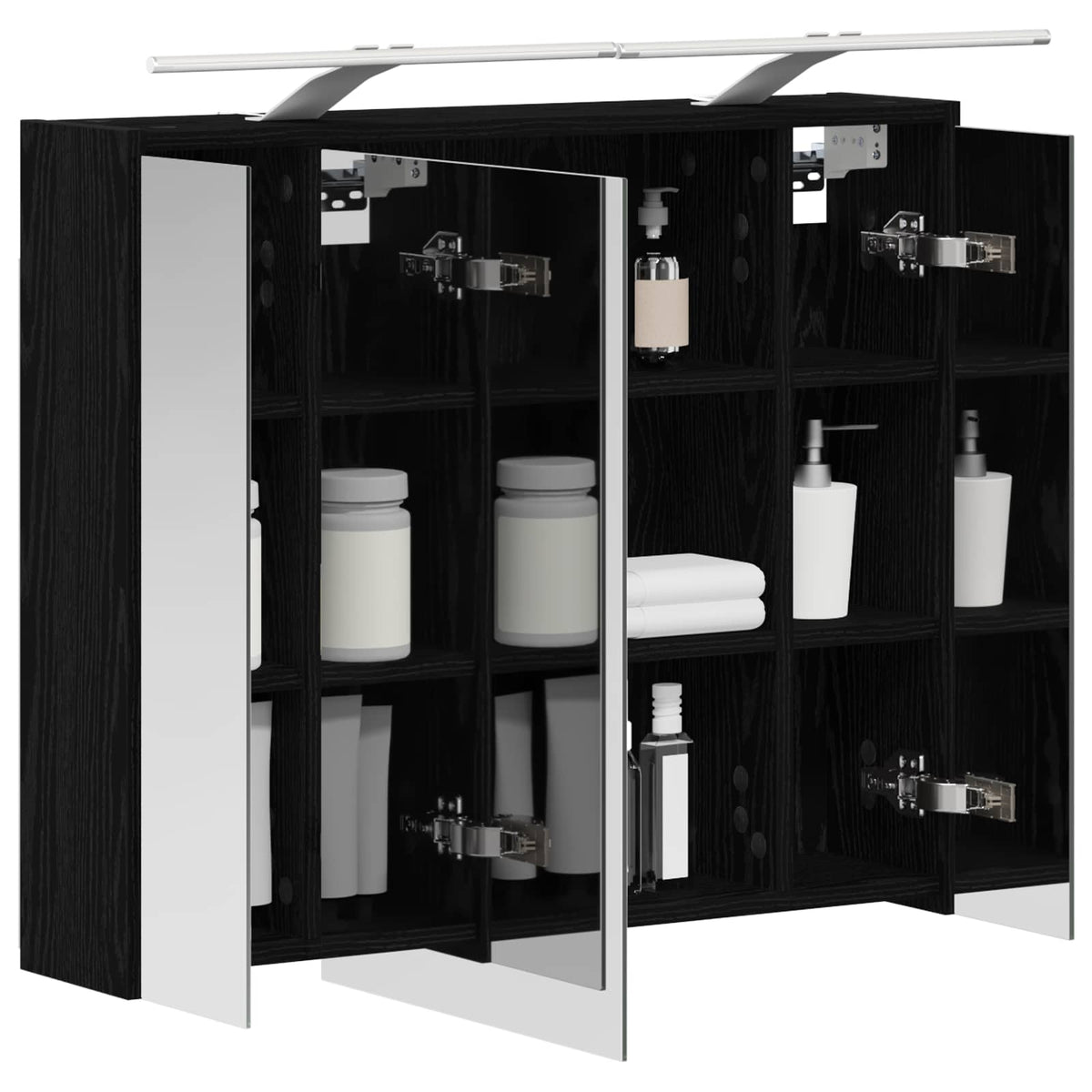 Vidaxl badkamer spiegelkast zwart eiken 73,5 x 16 x 62,5 cm